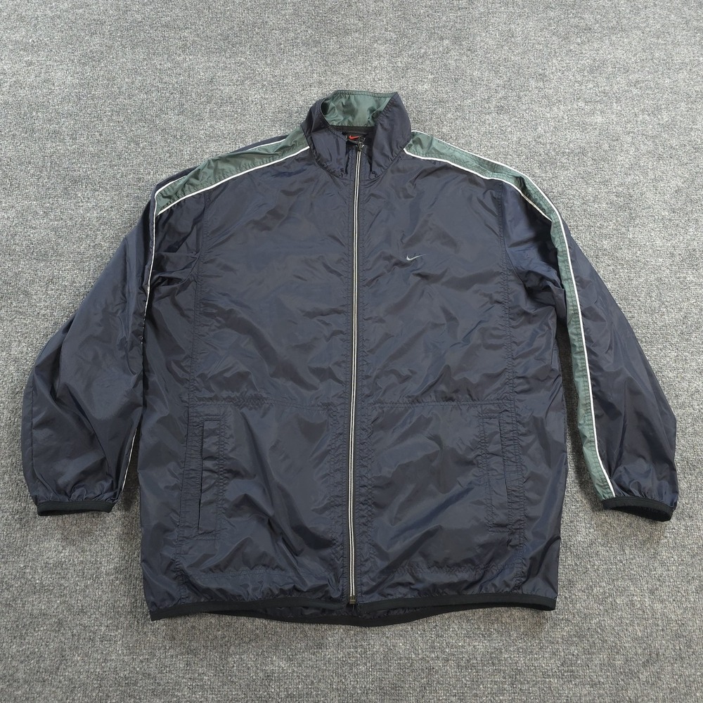 Vintage Nike Jacket Mens XL Blue Nylon Windbreaker Training Performance Run Y2K